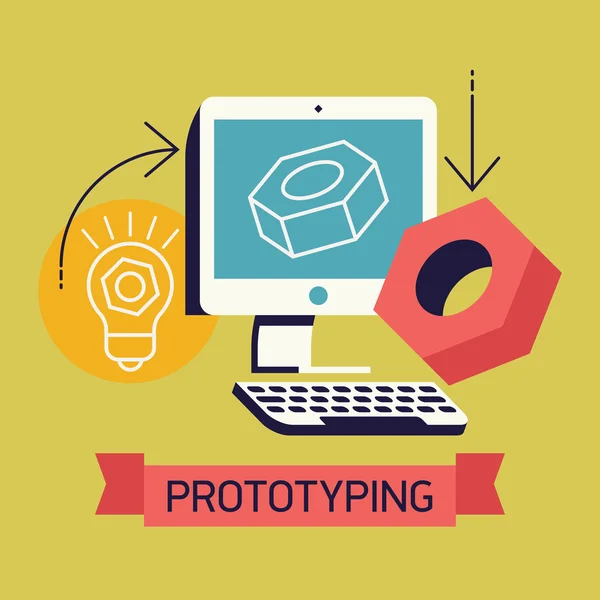 Cool prototyping process in industry — Stock Vector