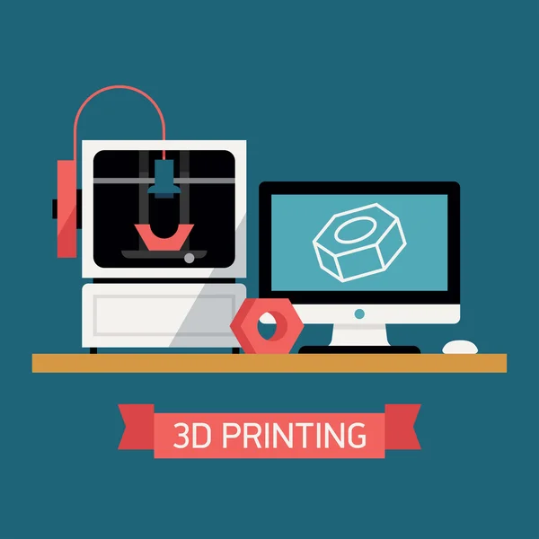 Дизайн концепції 3D друку — стоковий вектор