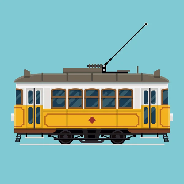 Mooie retro gedetailleerde tram auto — Stockvector