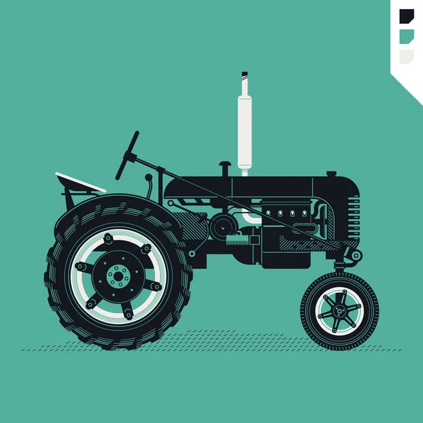 Retro farm field tractor. — Stock Vector