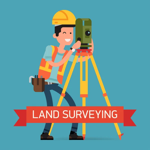 Cool land surveying — Stockvector