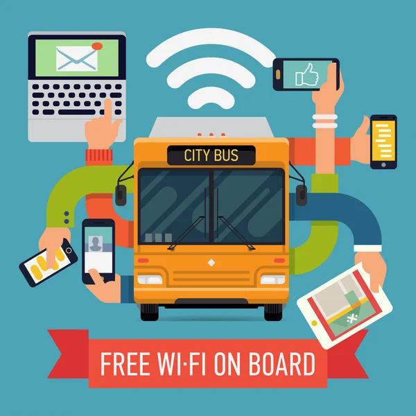 City bus with wi-fi access. — Wektor stockowy