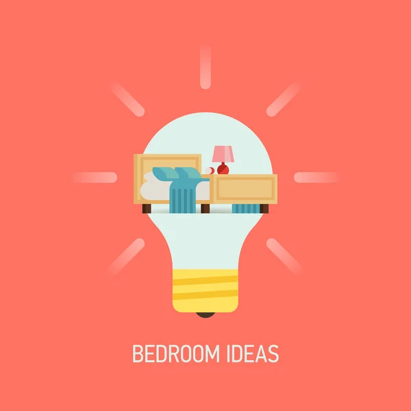 Yatak odası iç tasarım fikirleri — Stok Vektör
