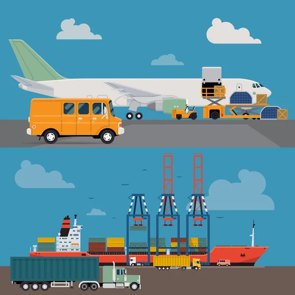 Serviço de logística de entrega e transporte — Vetor de Stock