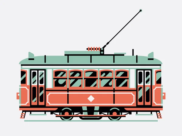 Güzel Retro tramvay araba — Stok Vektör