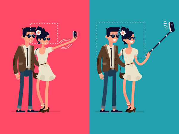 Couple trying to make a self portrait