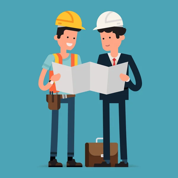 Construction worker and architect — Stock Vector