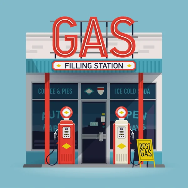 Ilustración de gasolinera . — Vector de stock