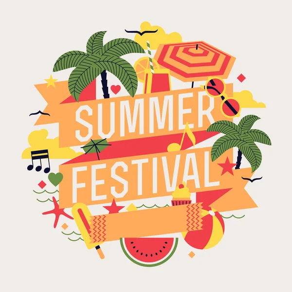 Hermoso elemento festival de verano — Vector de stock