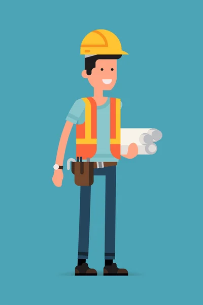 Building worker male character — Stockvector