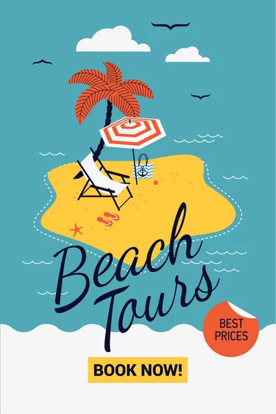 Modèle de bannière sur Beach Tours — Image vectorielle