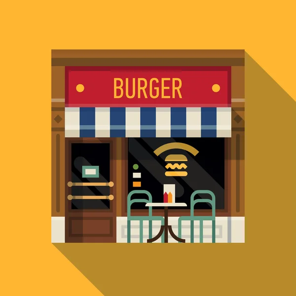 Burger restaurant facade background. — Stock Vector