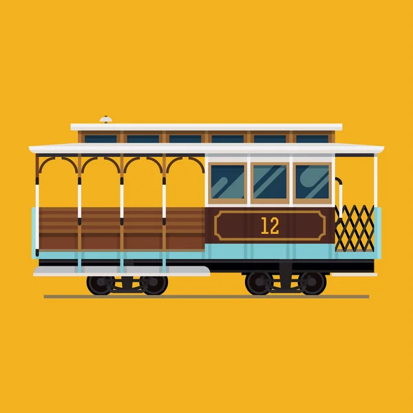 Lovely retro detailed cable car — 图库矢量图片