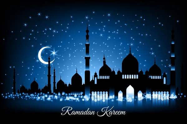 Ramadán generoso con siluetas de mezquita — Vector de stock