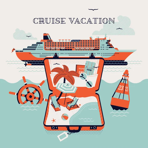 Cruise vacation printable poster — ストックベクタ