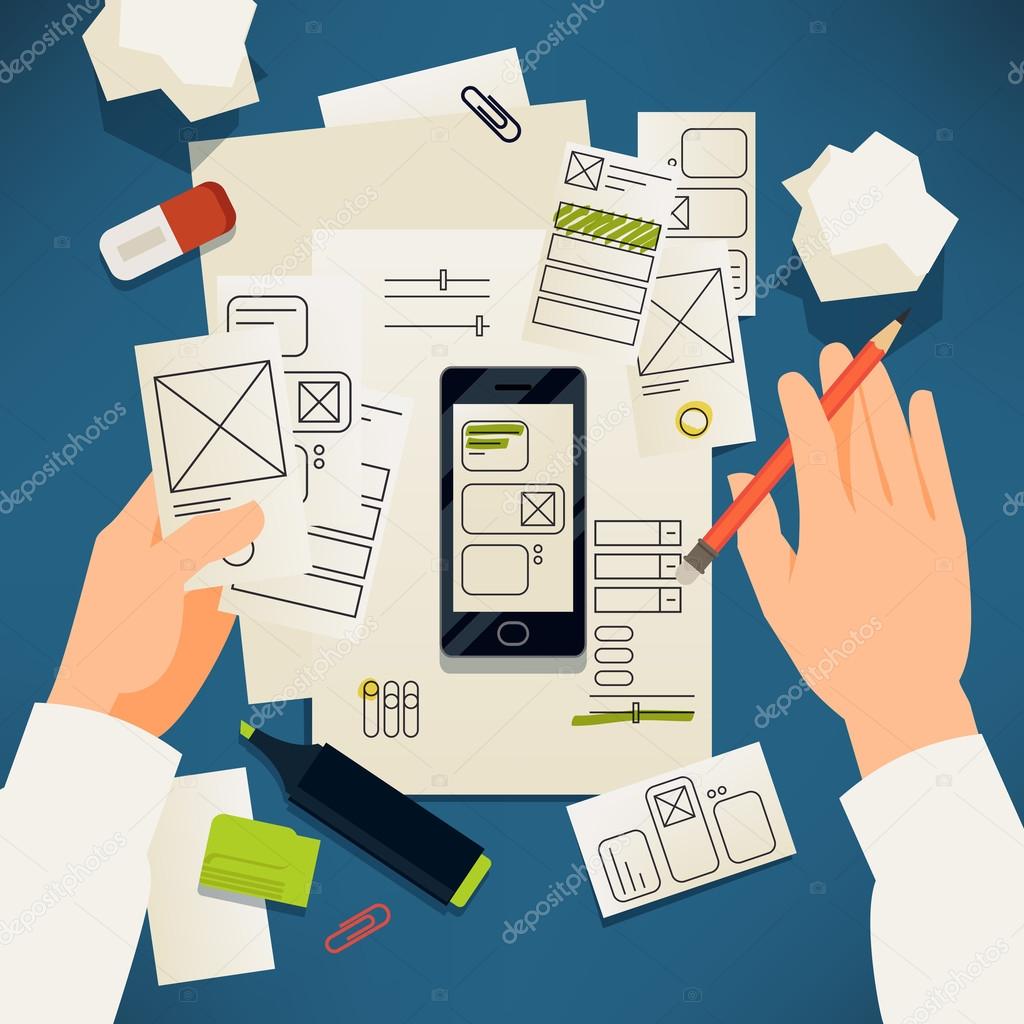 Creative paper user interface prototyping stock vector masha tace