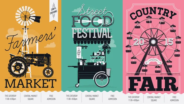 Drie creatieve poster templates — Stockvector