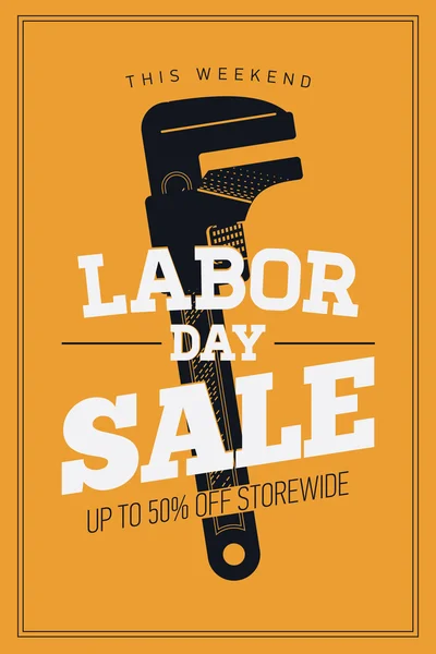 "Labor Day Sale" - verstellbarer Schraubenschlüssel — Stockvektor