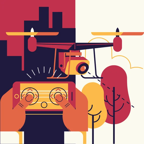 Phone with copter controlling application Stock Illustration