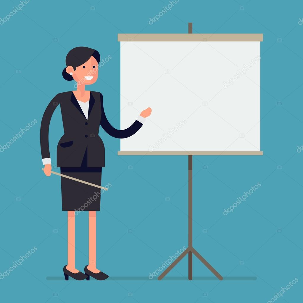 business woman with presentation screen