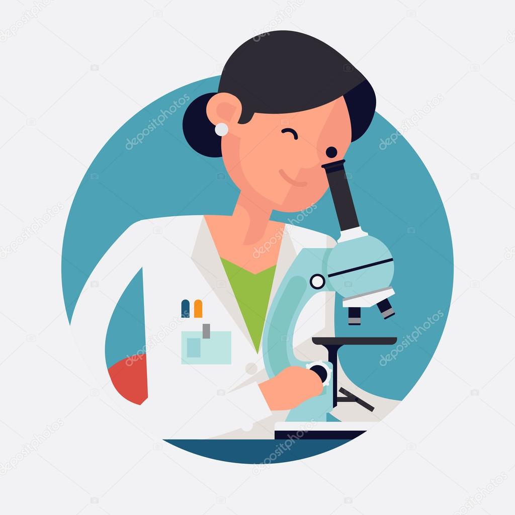 female scientist character at work