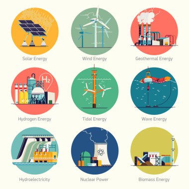 electricity generation plans and sources clipart