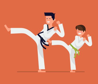 karate öğrencisi onun öğretmen karakterlerle
