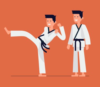 Genç karate öğretmeni karakterler