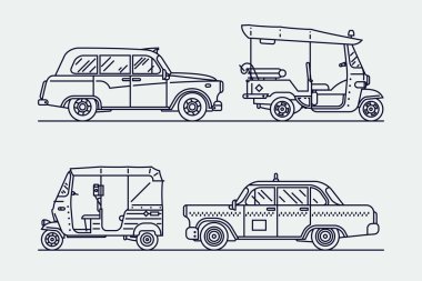 Trendy linear transport icons clipart