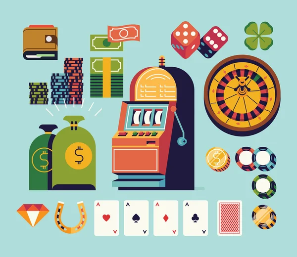 Jeux d'argent et équipement de casino — Image vectorielle