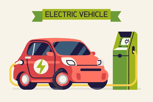 Carga de vehículos eléctricos — Vector de stock