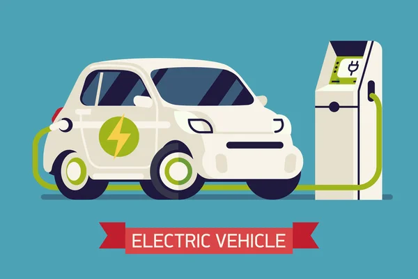 Electric subcompact vehicle charging — Stok Vektör