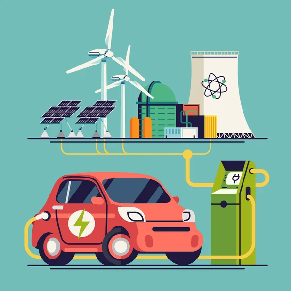 Electrical car charging — Stock Vector