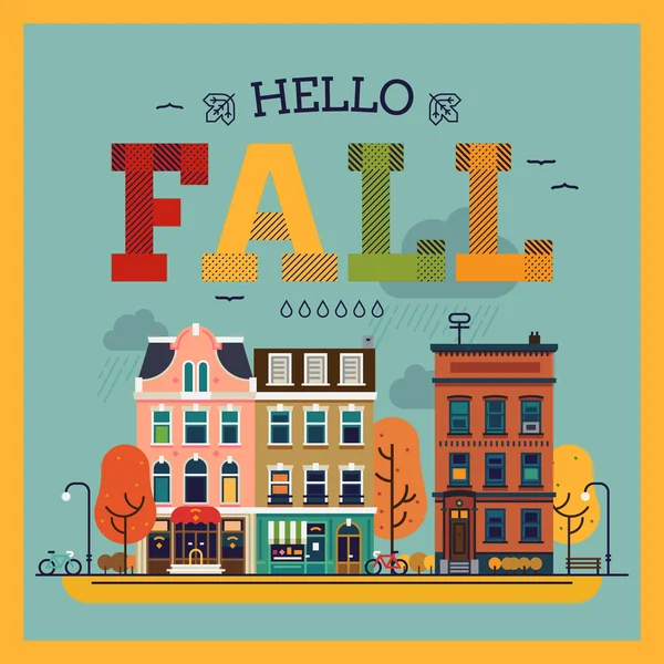 Hello Fall colorful — Stock Vector