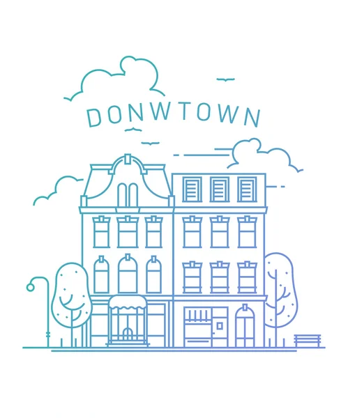 Downtown stad straat — Stockvector