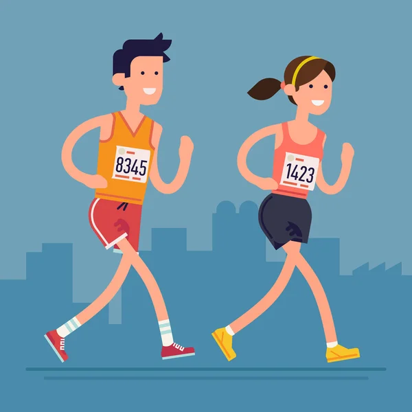 Marathon road race runners — Stock Vector