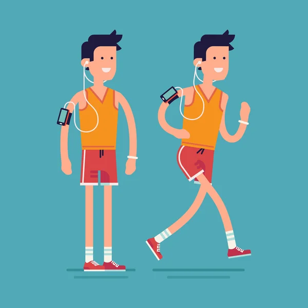 Joven adulto hombre corriendo — Vector de stock