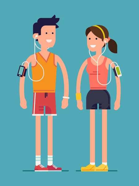 Character design sur coureurs couple . — Image vectorielle