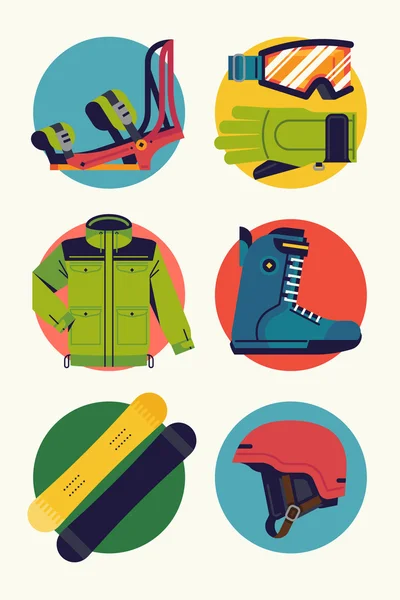 Extreme sport winter activity   icons — Stock Vector