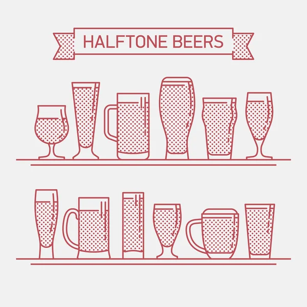 Beer glassware set — Stock Vector