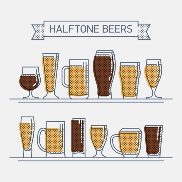 Beer glassware set — Stock Vector