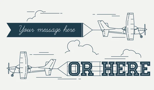 Flying advertising banners pulled by plane. — Stock Illustration Flying advertising banners pulled by plane. Royalty Free Stock Vectors