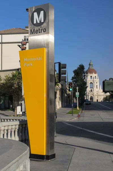 Metrostation Memorial Park Pasadena Californië Het Stadhuis Van Pasadena Wordt — Stockfoto