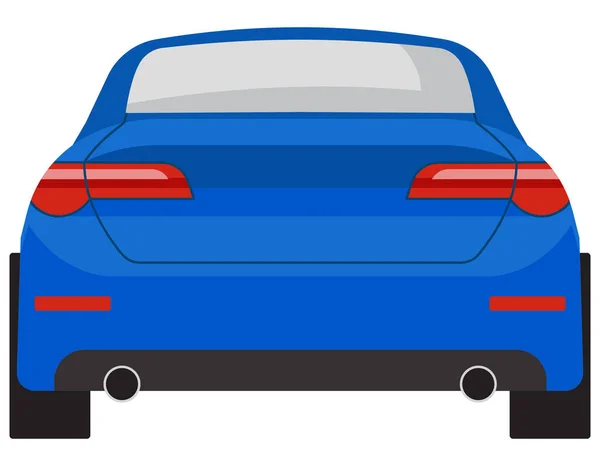 Sedan Car Back View Blue Automobile Cartoon Style — Stock Vector