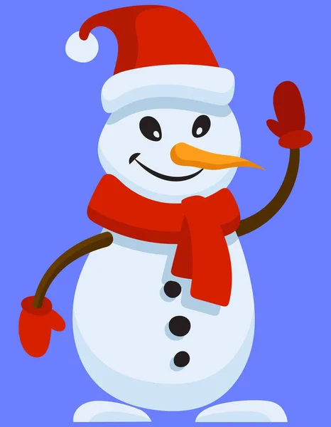 Bonhomme de neige souriant dans le style de dessin animé. — Image vectorielle