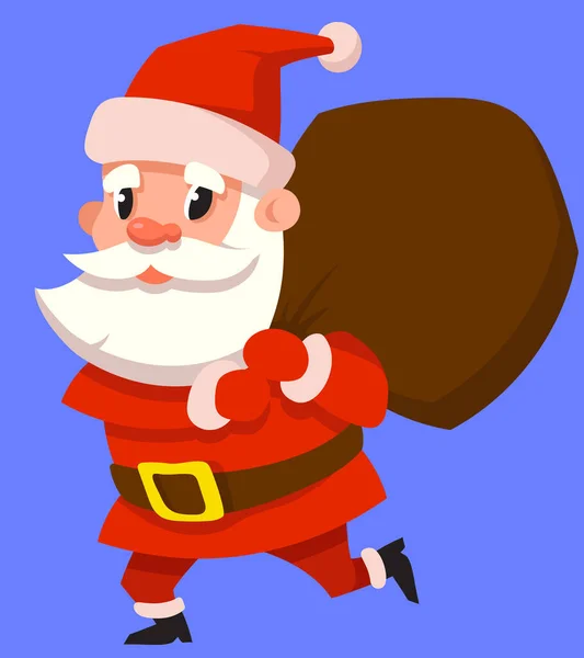 Père Noël portant un sac de cadeaux. — Image vectorielle