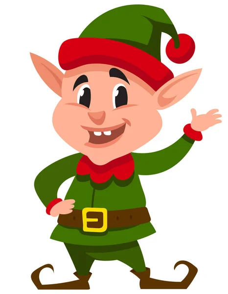 Elfe de Noël souriant. — Image vectorielle
