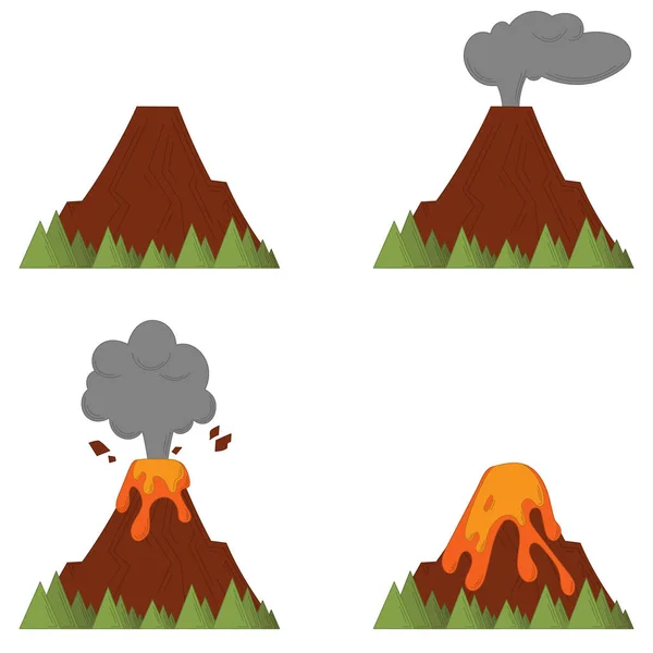 Processo di eruzione vulcanica. — Vettoriale Stock