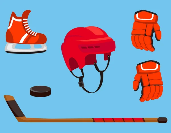 Hockeyzubehör Sportgeräte Cartoon Stil — Stockvektor