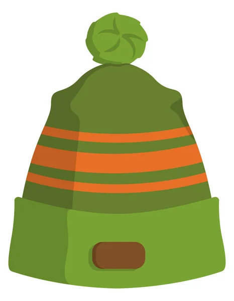 Sombrero Hombre Con Pompón Ropa Invierno Estilo Dibujos Animados — Vector de stock